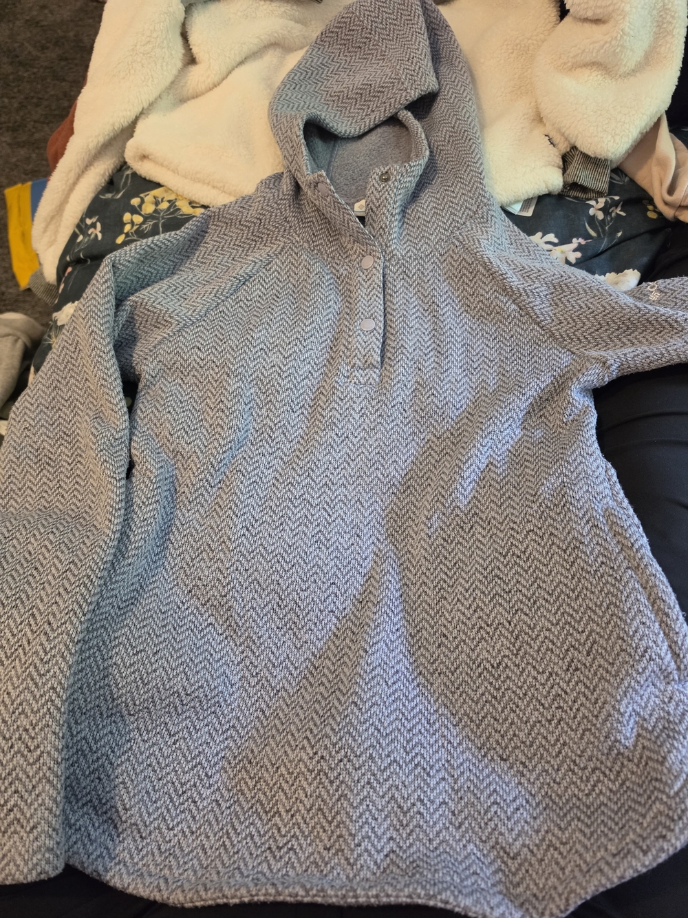 Columbia Fleece Pullover Grey to Lavender 1/4 Snap Hoodie Sz M